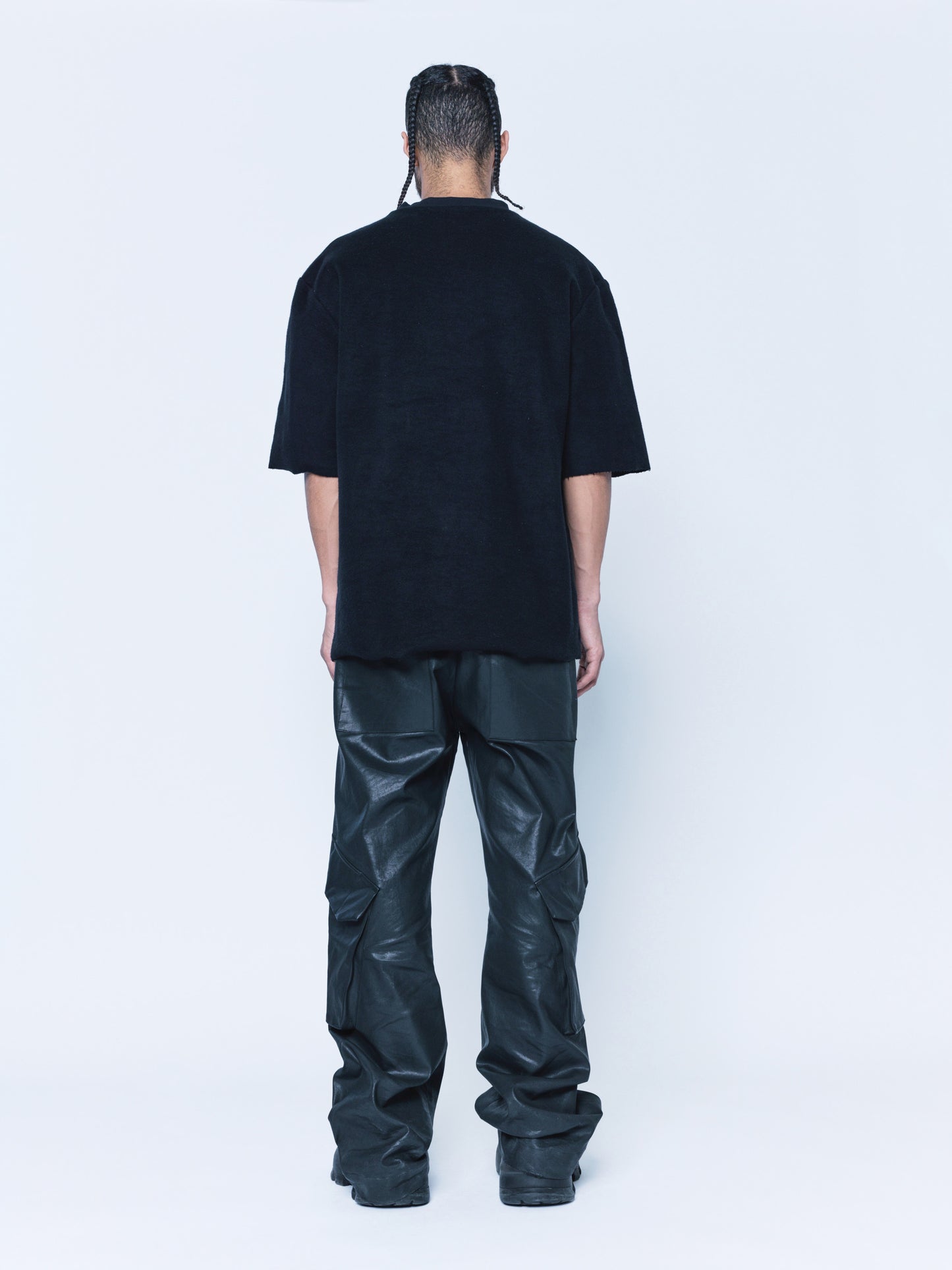888 Black Cargo Coated Denim Pants Unisex