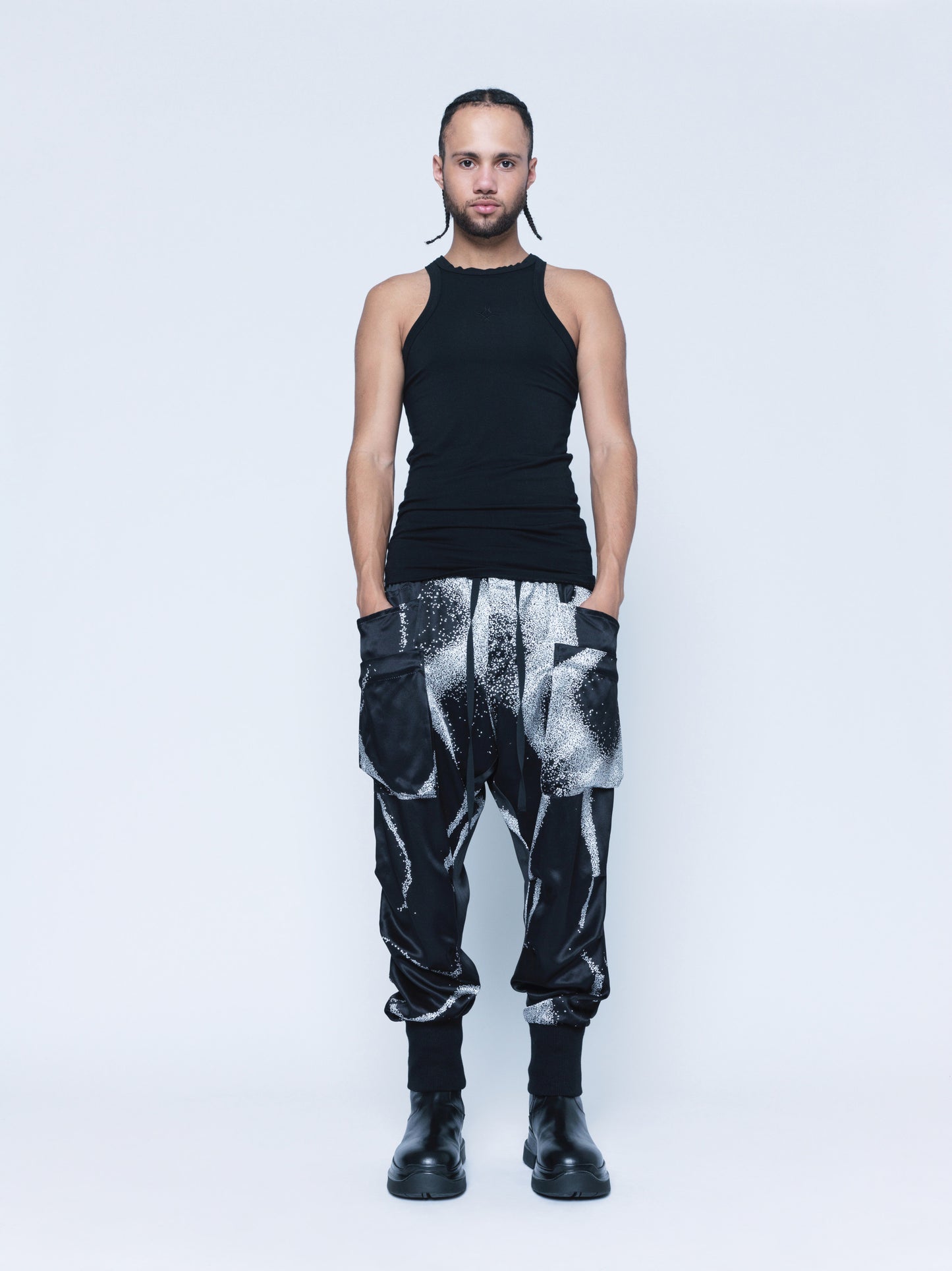 998 Cymatic Printed Silk Joggers Unisex