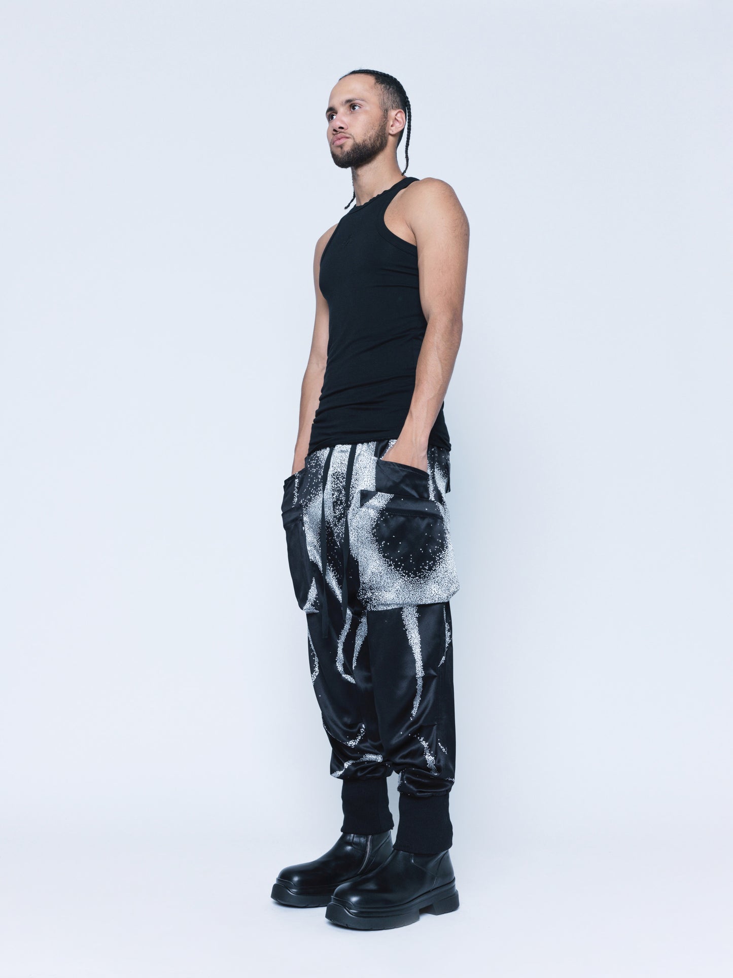 998 Cymatic Printed Silk Joggers Unisex