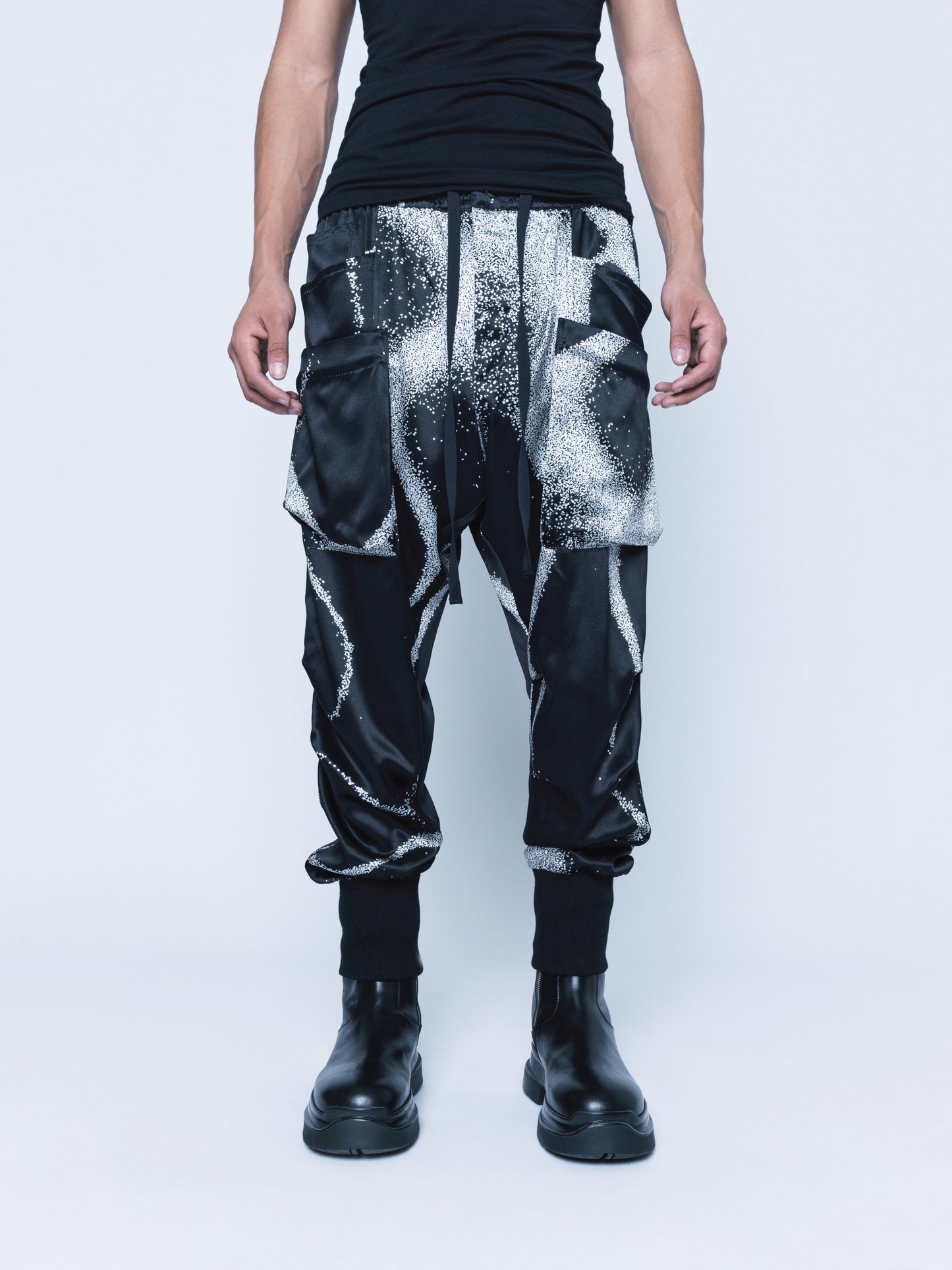 998 Cymatic Printed Silk Joggers Unisex