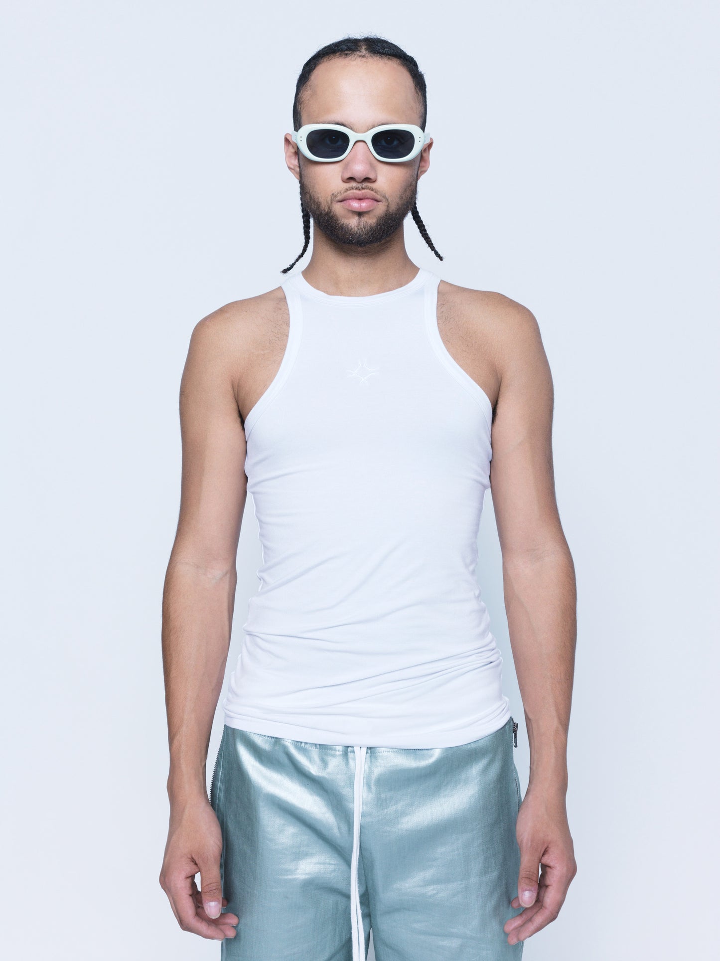 755 White Embroidered Tank Top Unisex
