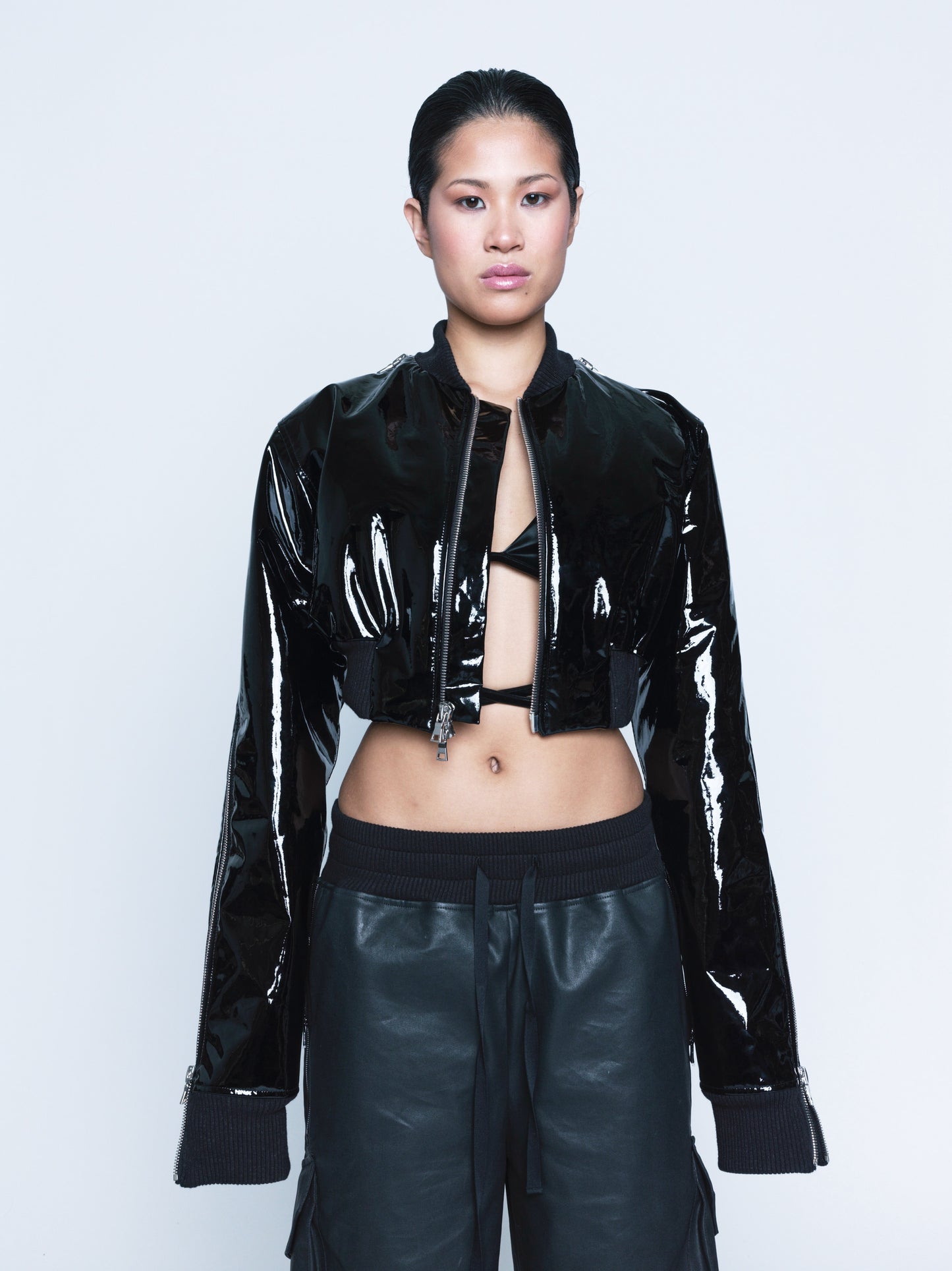 976 Patent Leather Zipper Bomber