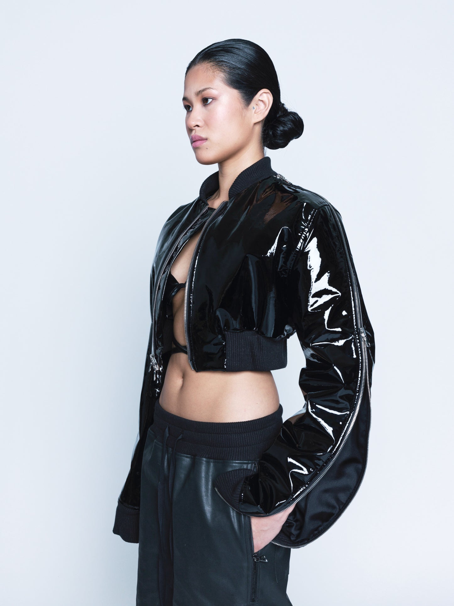 976 Patent Leather Zipper Bomber