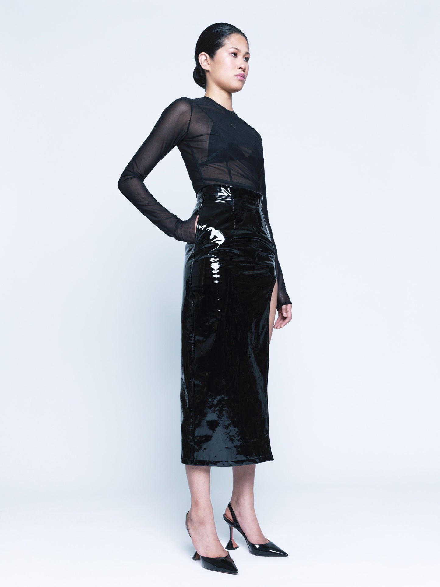 Rita High-Waist Patent Leather Skirt