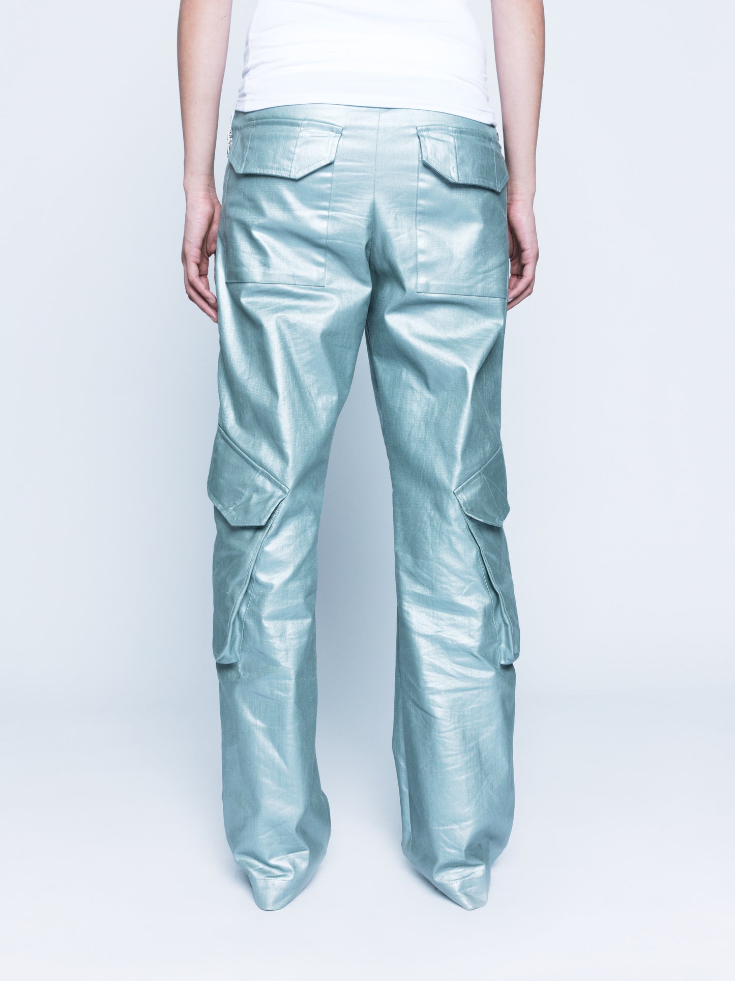888 Pearl Green Cargo Coated Denim Pants Unisex