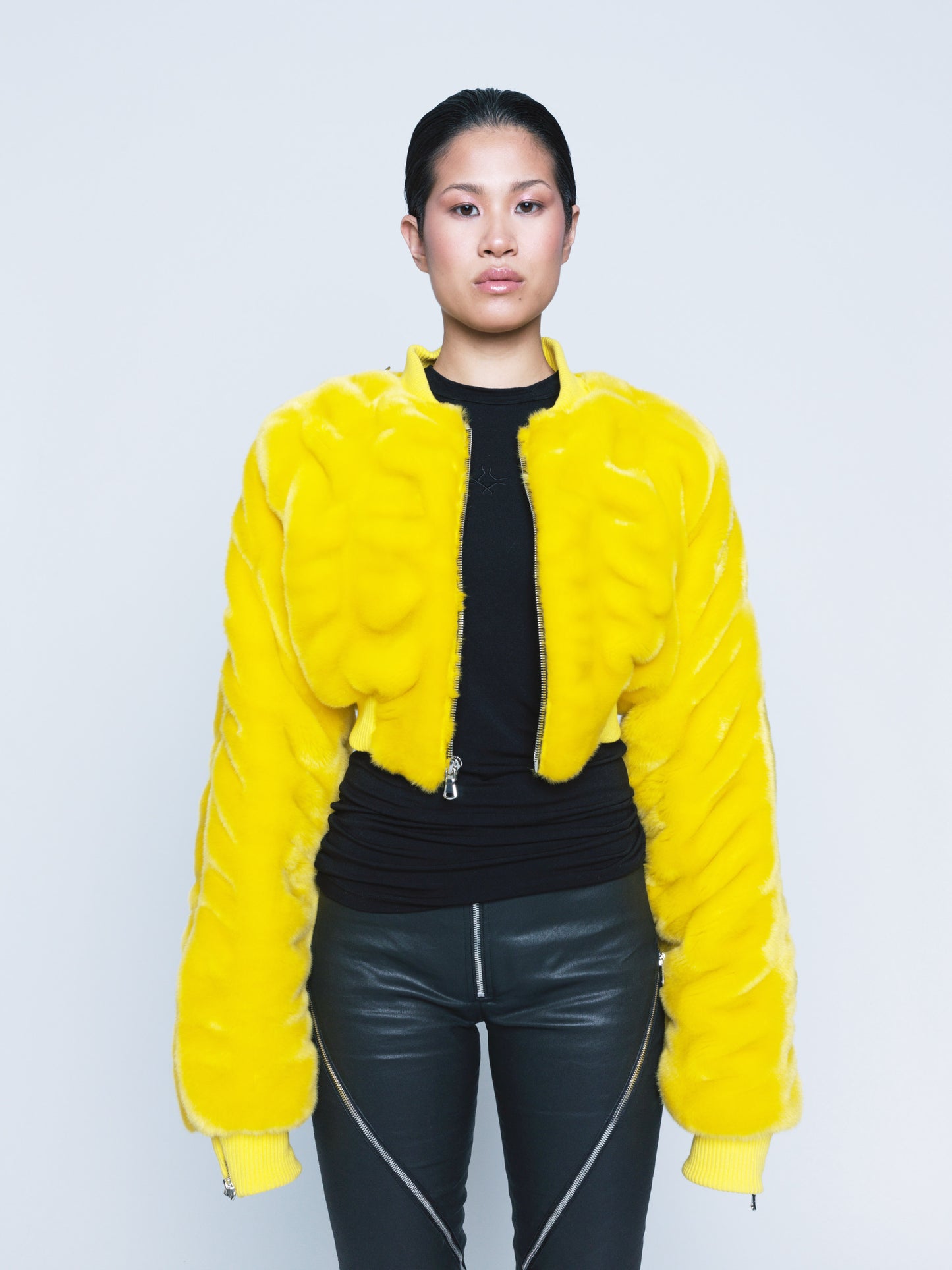956 Faux Fur Zipper Bomber