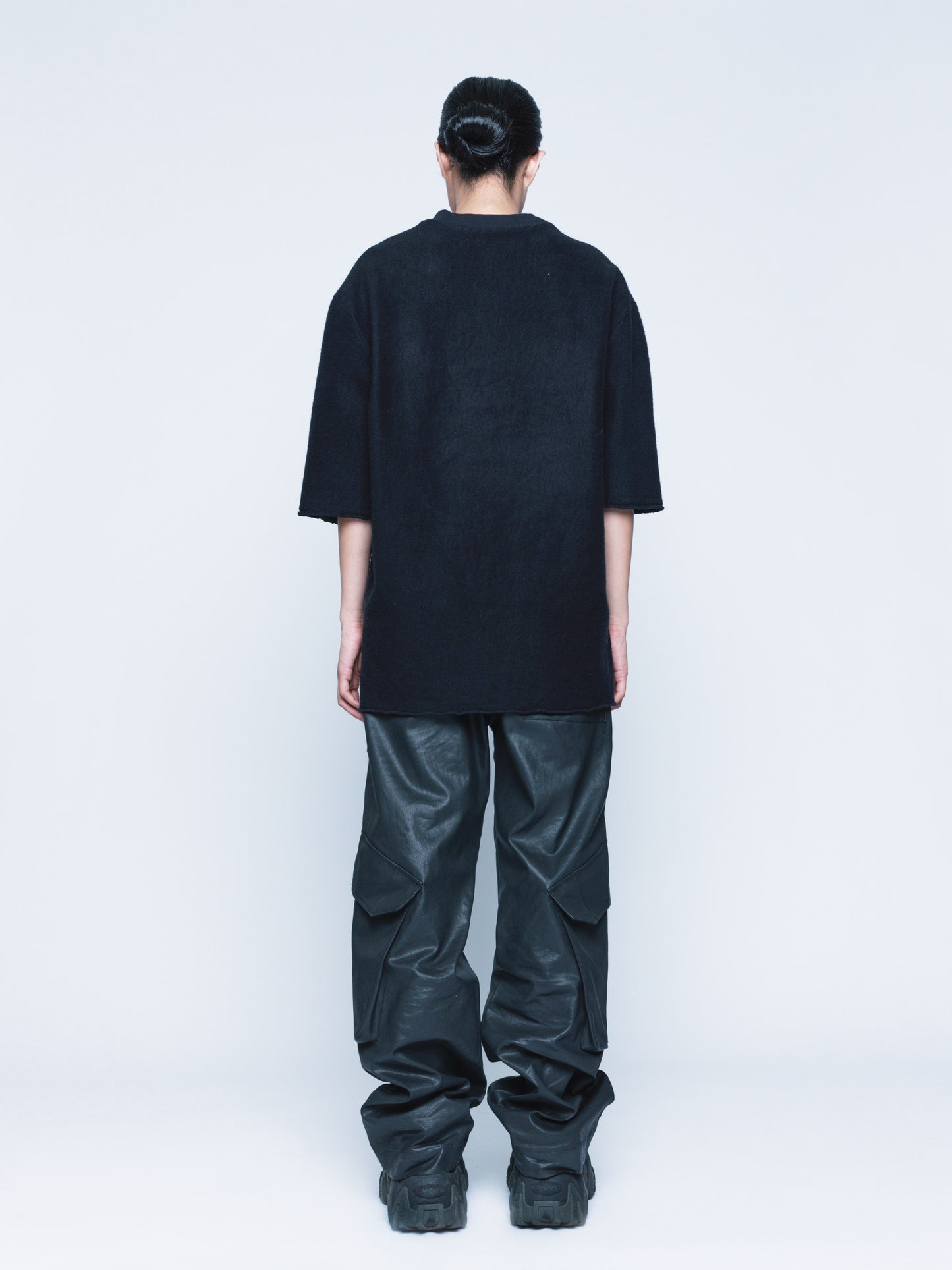 888 Black Cargo Coated Denim Pants Unisex
