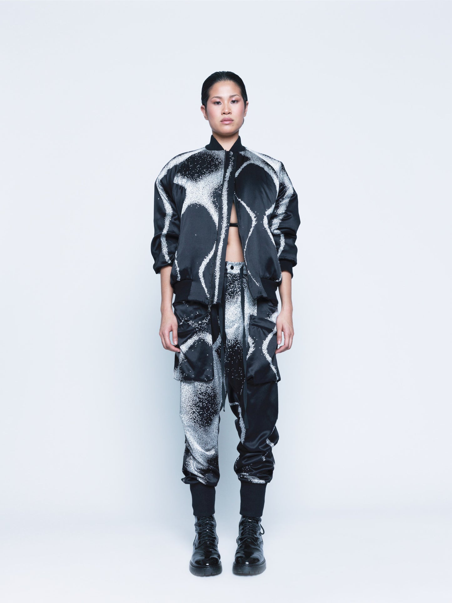 998 Cymatic Printed Silk Joggers Unisex