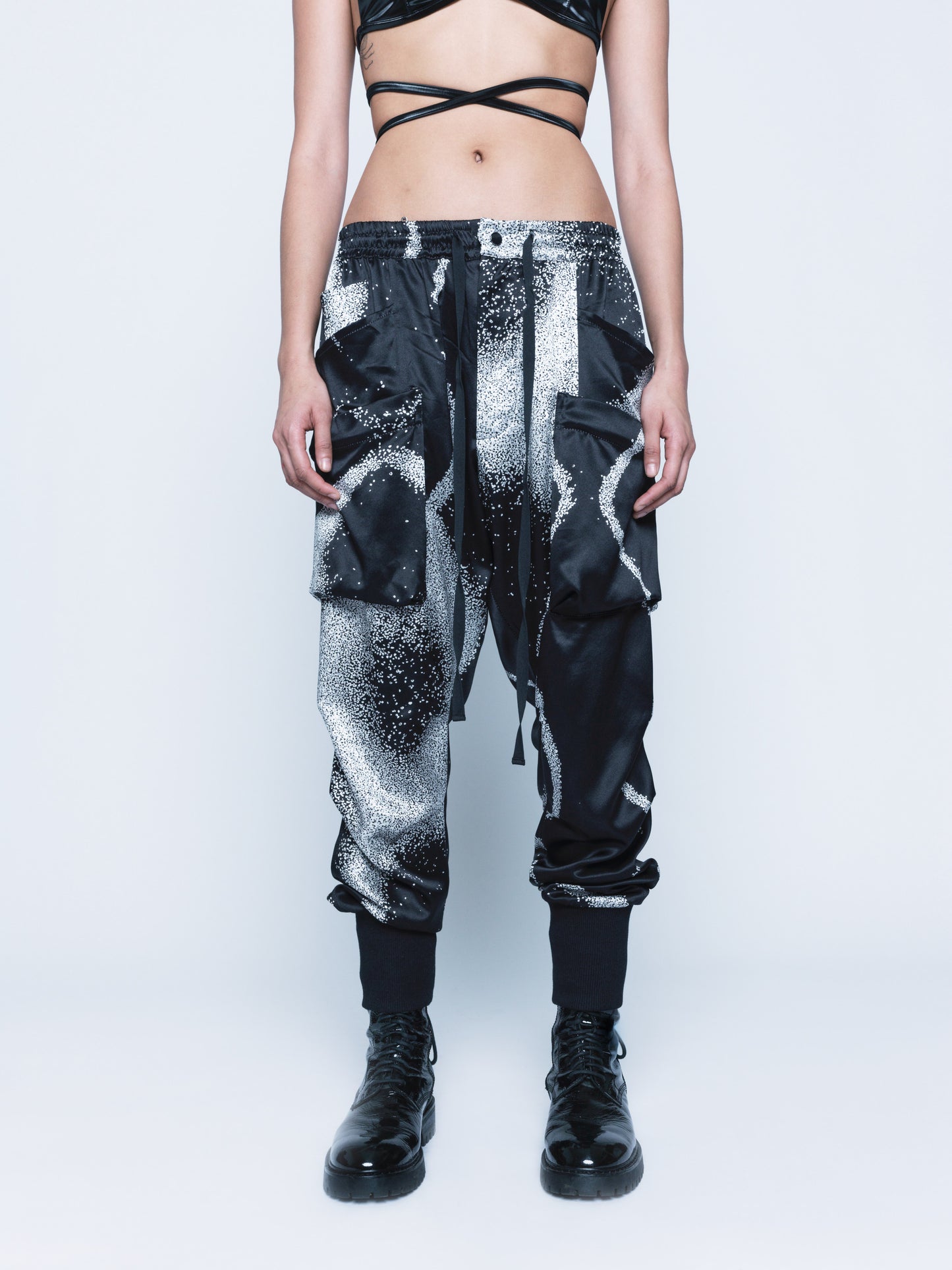 998 Cymatic Printed Silk Joggers Unisex
