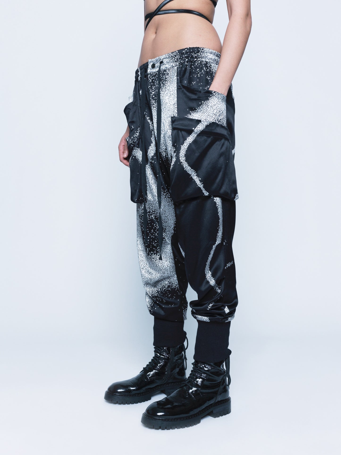 998 Cymatic Printed Silk Joggers Unisex