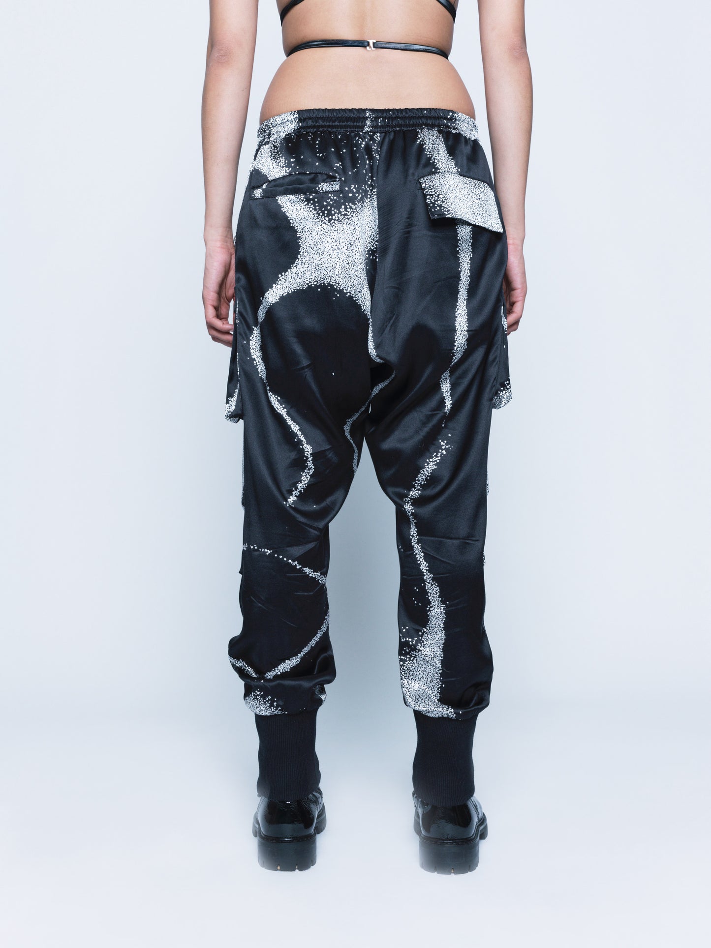998 Cymatic Printed Silk Joggers Unisex