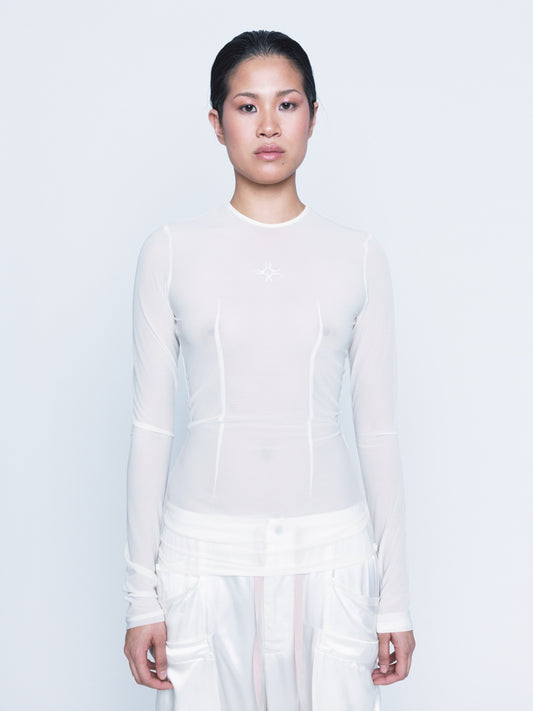 546 Off-White Mesh Top
