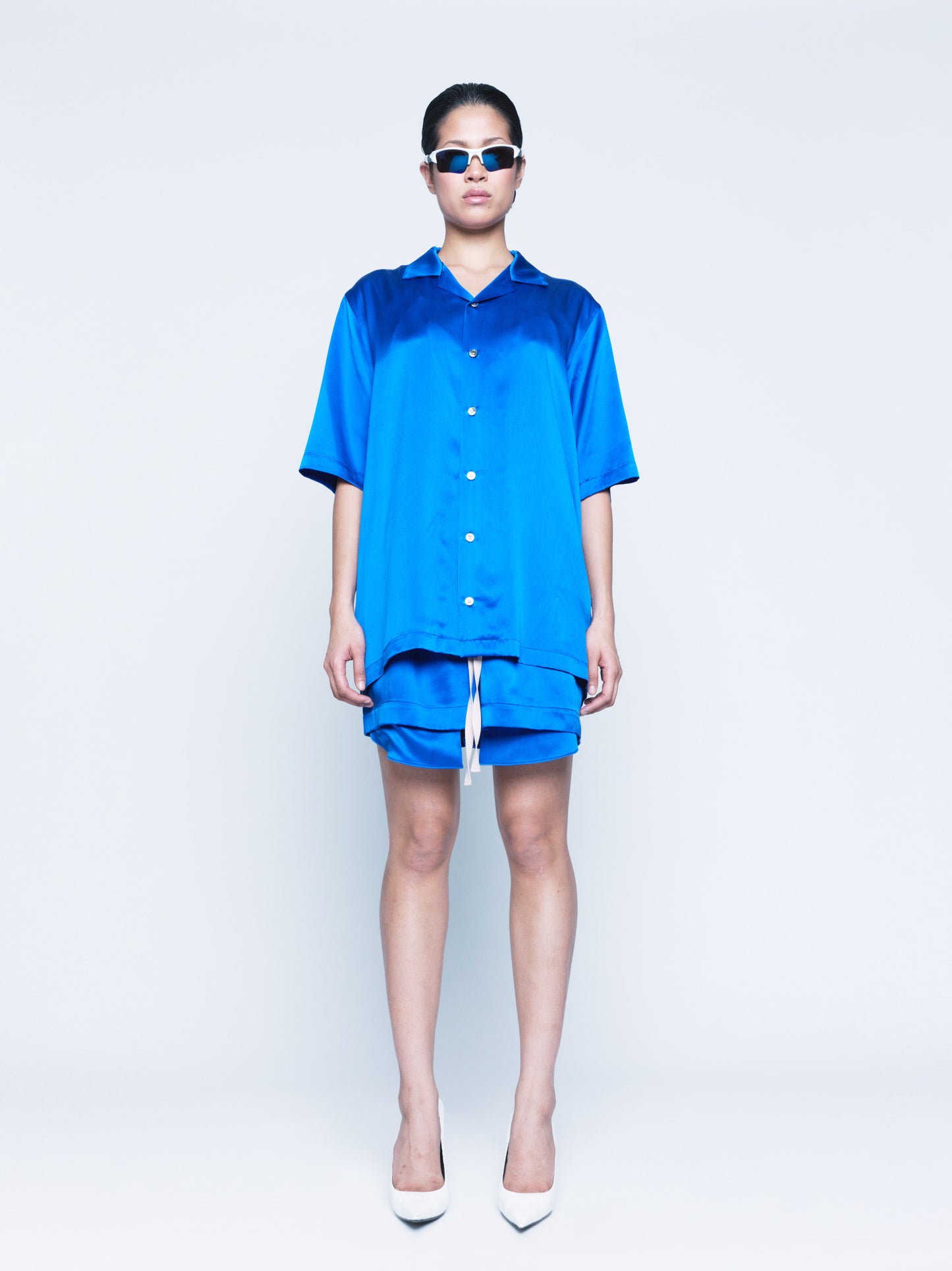 994 Cobalt Blue Silk Cuba-Vera Shirt Unisex