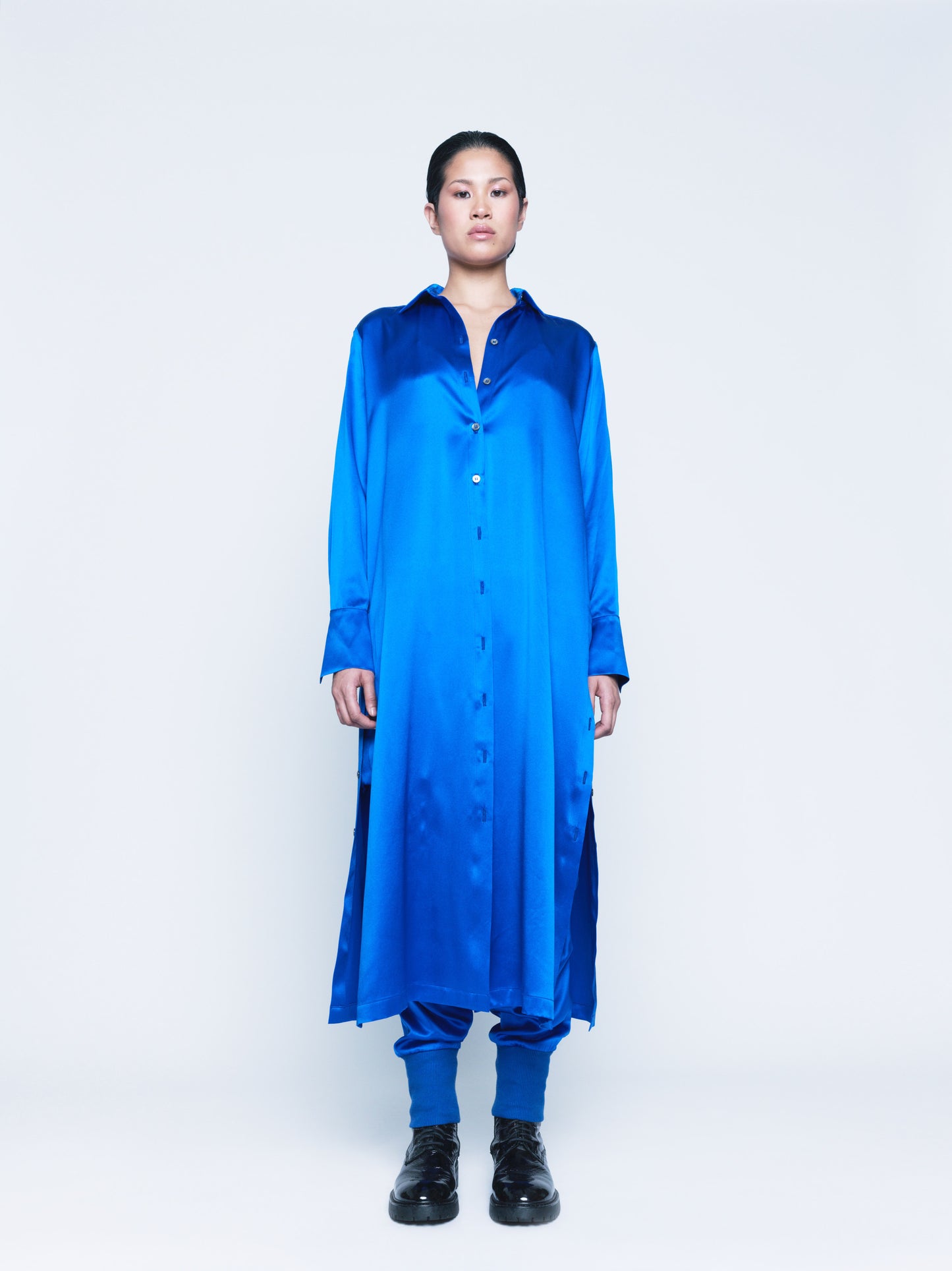 Evolution Cobalt Blue Silk Shirt-Dress